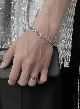 胖东来优选纯银手链男小众设计感ins潮个性女冷淡风情侣嘻哈韩版