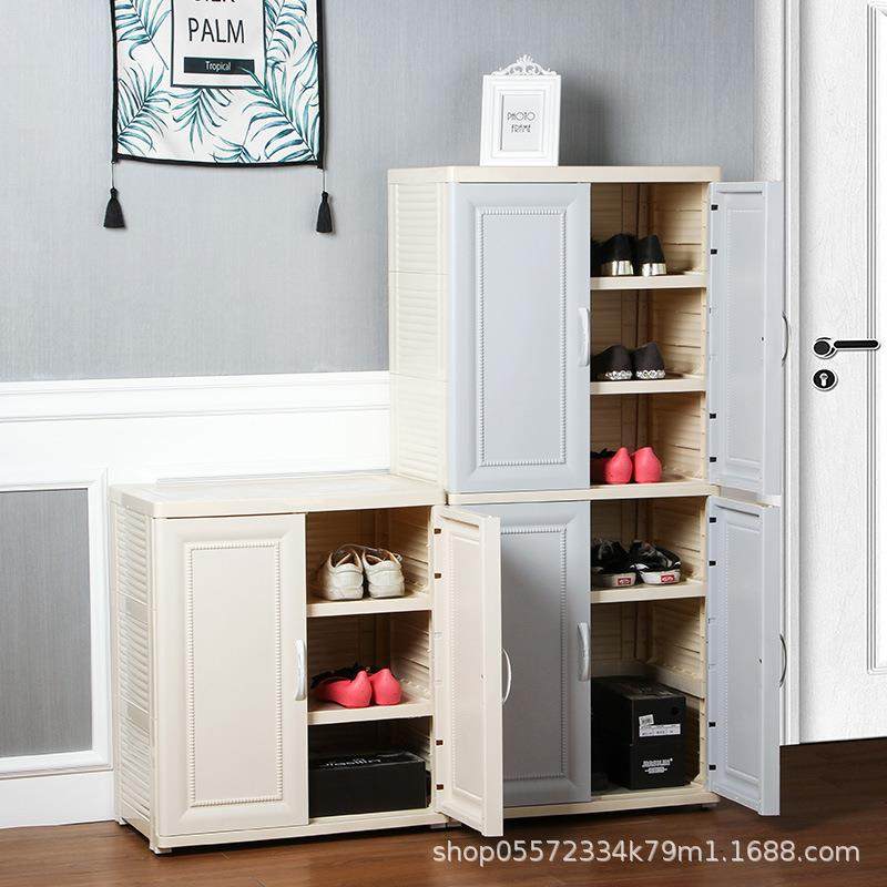 爆款简易鞋柜加厚家用大容量多层欧式塑料收纳柜储物柜现代玄关门