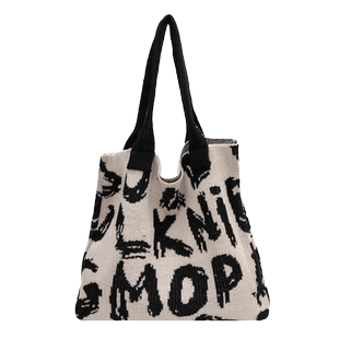 大牌设计师帆布包大容量新款托特包针织包大学生上课通勤包补课袋