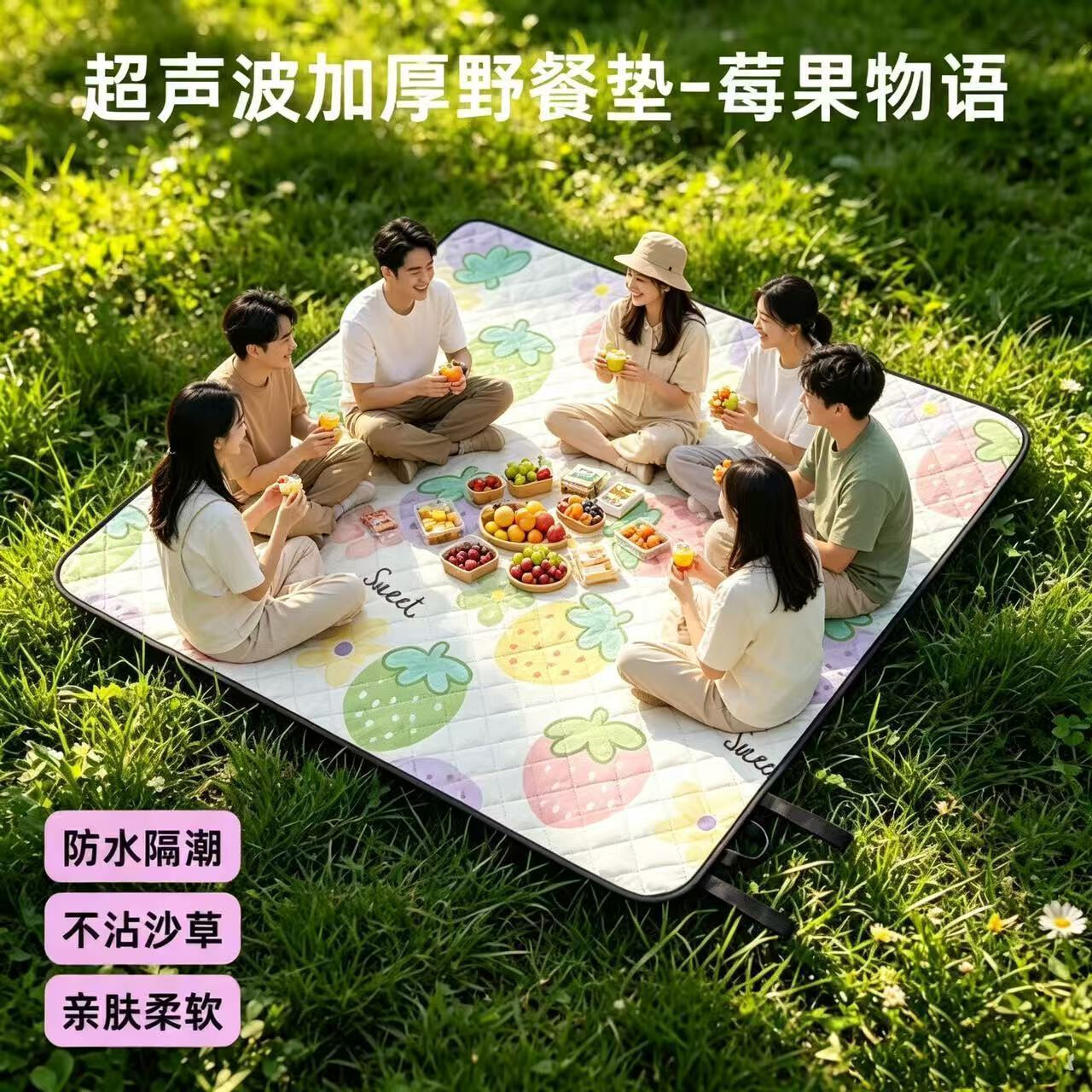 爬爬垫野餐垫防水防潮户外露营垫折叠春游草坪地垫可折叠加厚便携