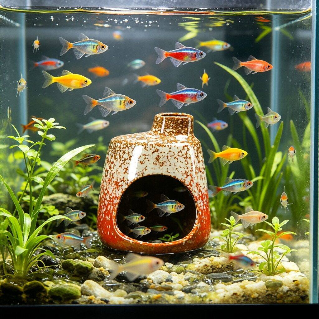 鱼缸躲避屋陶瓷繁殖罐鱼虾慈鲷迷你鹦鹉鱼躲避洞水族箱造景摆件