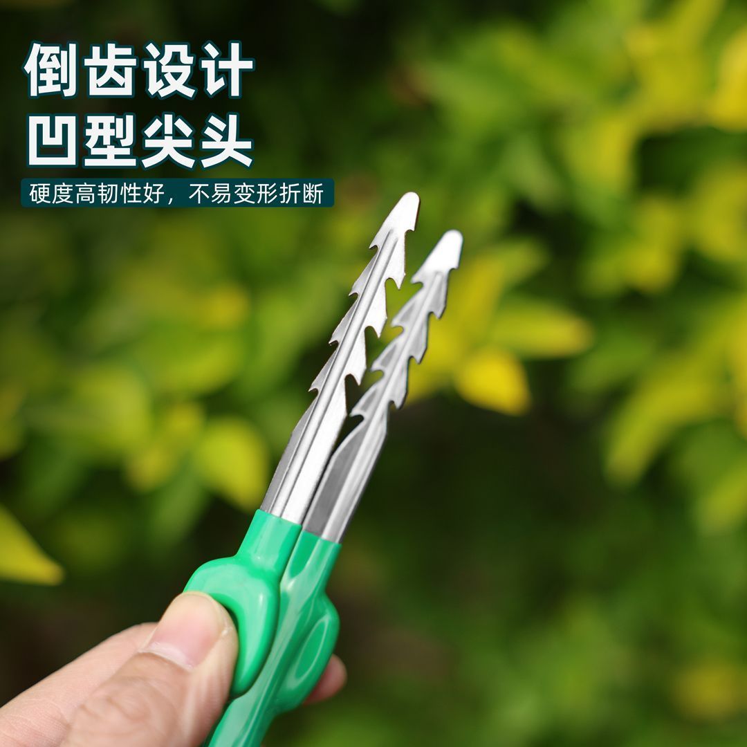 不锈钢拔草夹子种花取种夹镊子拾物夹园艺连根拔草器除草专用工具