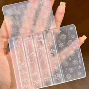 新款圣诞雪花美甲模具高透硅胶立体链条浮雕DIY手工滴胶饰品装饰