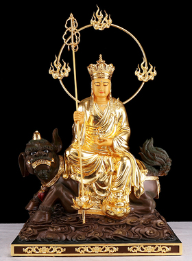 极速台湾工c艺铜鎏金地藏王佛像摆件寺庙佛堂供奉地藏王菩萨像闵
