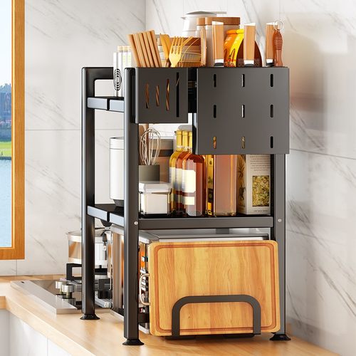 极速双层厨房微波炉置物架台面伸缩烤箱架子家用桌面电Y器厨具收