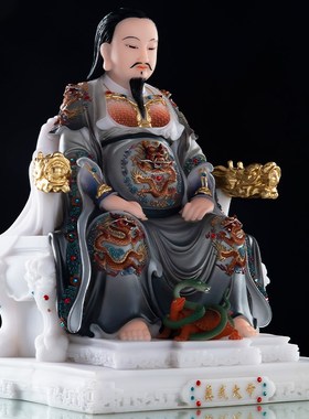 极速真武大帝汉白玉彩绘玄天w上帝北帝供奉道家玄武真武大帝神像
