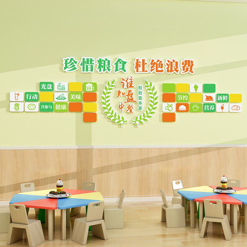 新品饭食b堂文化墙贴纸面标语挂画图餐厅装饰学校公司企业员工背