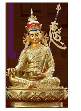 极速莲花生大士佛像摆件 密宗 藏传F尼泊尔精品黄铜鎏金西藏印度