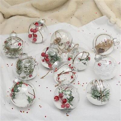 极速12Pcs Attractive Hanging Balls TransparPent Xmas Balls