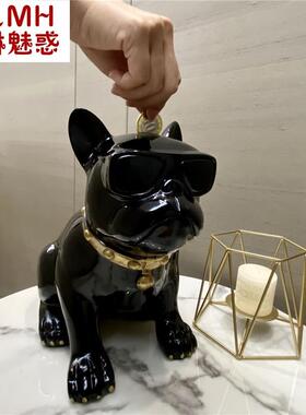 极速创意可爱法h斗狗只进不出存钱罐硬币大容量存蓄罐儿童存钱筒