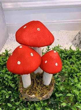 极速仿真蘑菇手i工泡沫模型草坪园艺摆件景观装饰拍摄道具兔子配