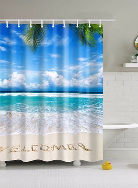 极速Seasidde Scenic Beach Shells Shower Curta Starfish Conch