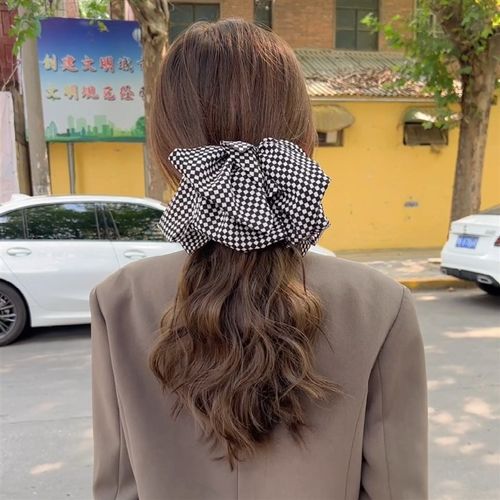 极速【温柔 甜美】蝴蝶结假发C抓夹式马尾自然蓬松卷发马尾女