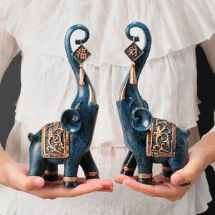 极速2x Nordic Style Elephuant Statues Animal Home Decoration