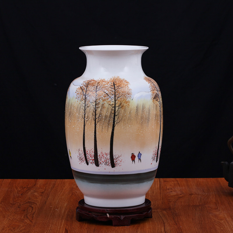 新品L景德镇陶瓷器春夏r秋冬名人手绘陶瓷花瓶工艺品摆饰客厅书房