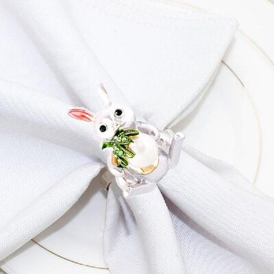 极速Easter Bunnyl Napkin Rings Rabbit Serviette Rings Metal