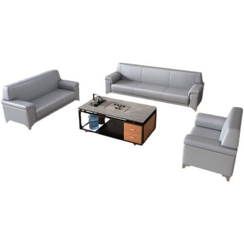 新品办公a室沙发简约现代茶几组合套装经理室接待皮艺三人位沙发