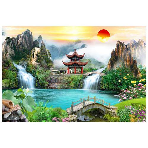 极速仙家堂口山水画流水生财小桥亭子H仙堂无活动物有山有水风景