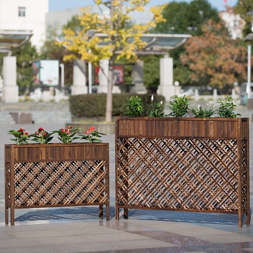 新品饭厅隔断花架户外花槽u防腐木花架庭院木栅栏围栏饭店装饰花