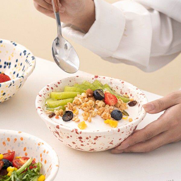 【6英寸500ml高6cm】ezicok泼墨系列奶油甜品碗面家用可爱米饭碗