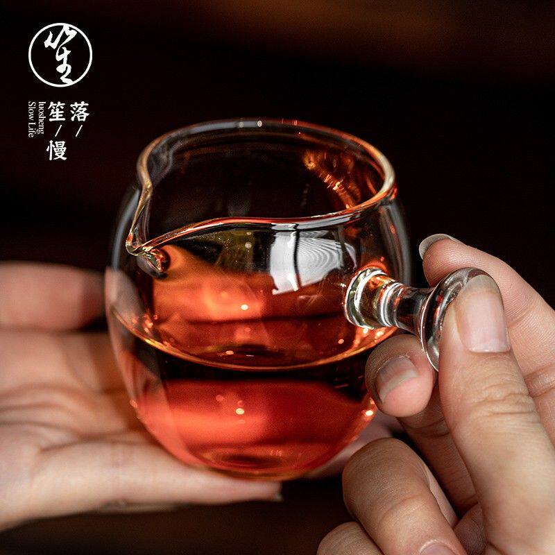 落笙玻璃公道杯高档带侧把分茶器新款大号泡茶专用茶海功夫茶具器