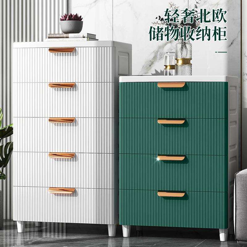 欧式抽屉式收纳柜客厅置物柜多层家用夹缝储物柜子日式卧室床头柜