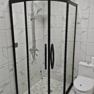 极窄T字型隔断玻璃门推拉移门淋浴房沐浴卫生间一门两用干湿分离