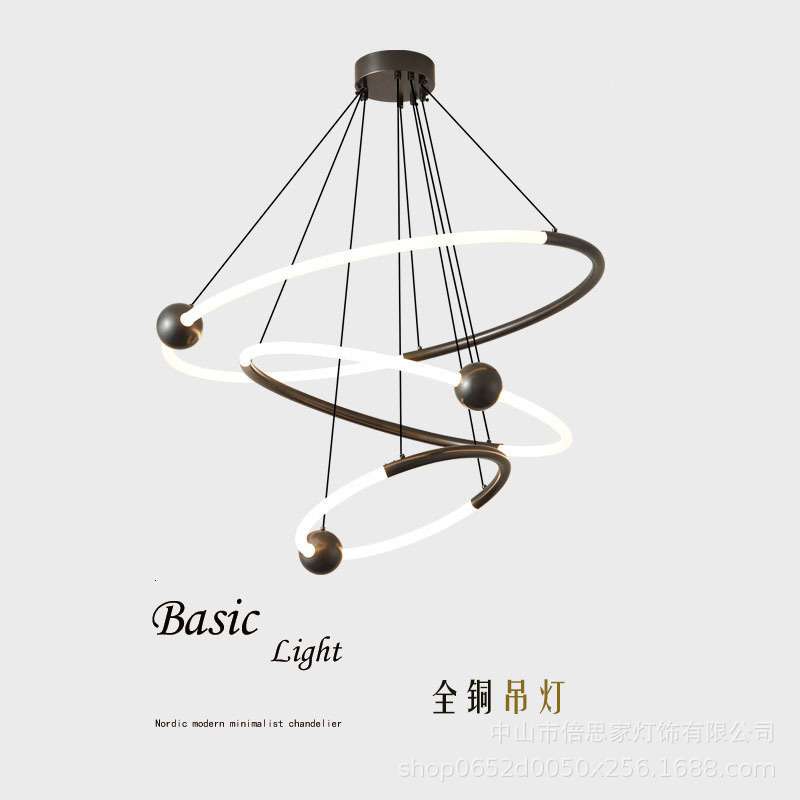 2023全铜现代简约轻奢餐厅餐桌极简饭厅吊灯高端设计师圆形吊灯