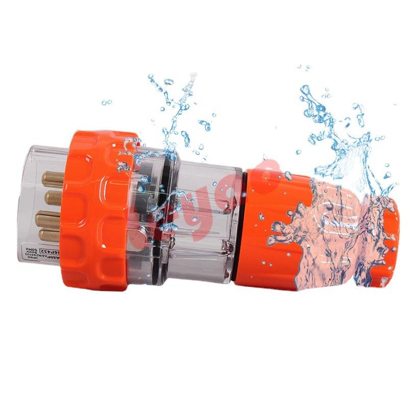 4孔32A澳式插头澳标防水插头4P32A380vIP66插头56P432花园插头