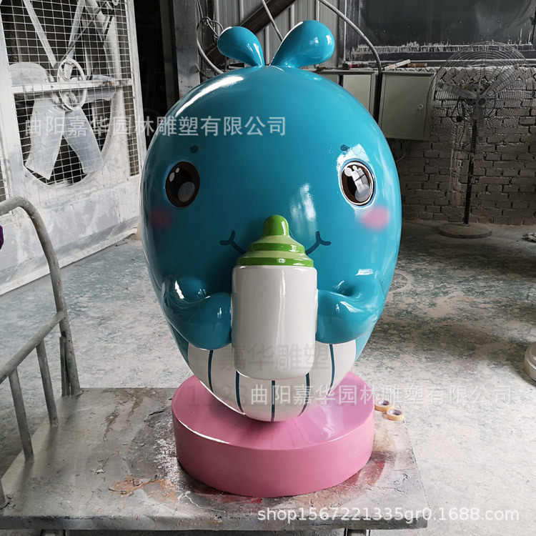 玻璃钢卡通鲸鱼雕塑来图定制