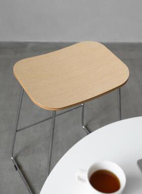 北欧简约实木质家用矮吧台椅中古铁艺意式餐椅高脚椅网红岛台凳子