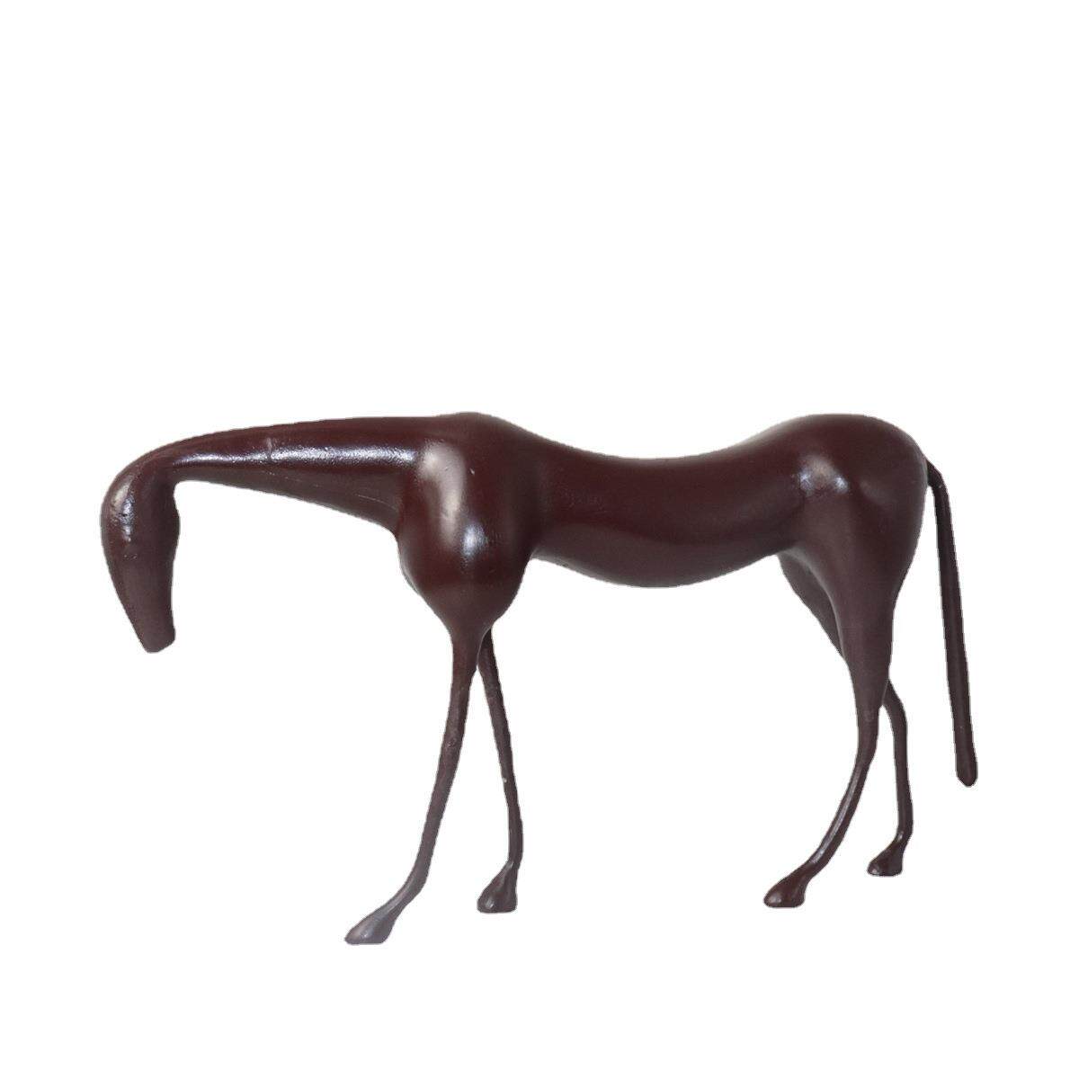 现代简约新中式抽象瘦马红色摆件样板间售楼处家具客厅装饰品摆设