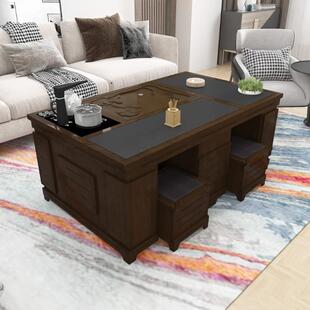 火烧石中式茶几客厅办公室功夫自动上水泡茶台电视柜沙发套装组合