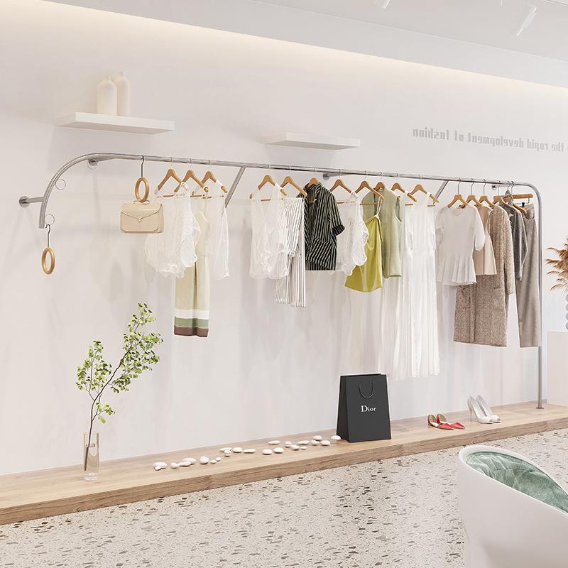 不锈钢拉丝上墙挂衣架服装店创意异形衣服展示架落地式陈列架货架