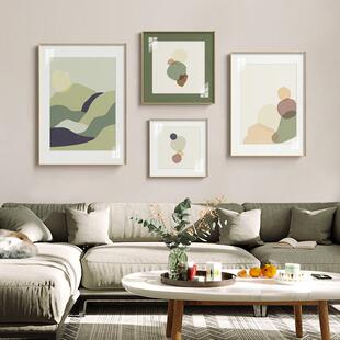 现代简约绿色抽象客厅装饰画几何色块挂画样板房壁画玄关书房挂画