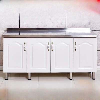 简易橱柜平面农村家用厨房灶台一体不锈钢放碗柜子移动组装经济型