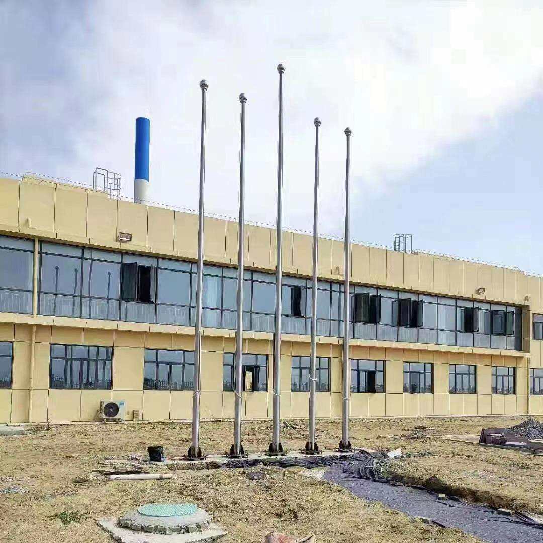 电动升降304不锈钢材质户外用锥形一体旗杆建筑工地安装规格齐全