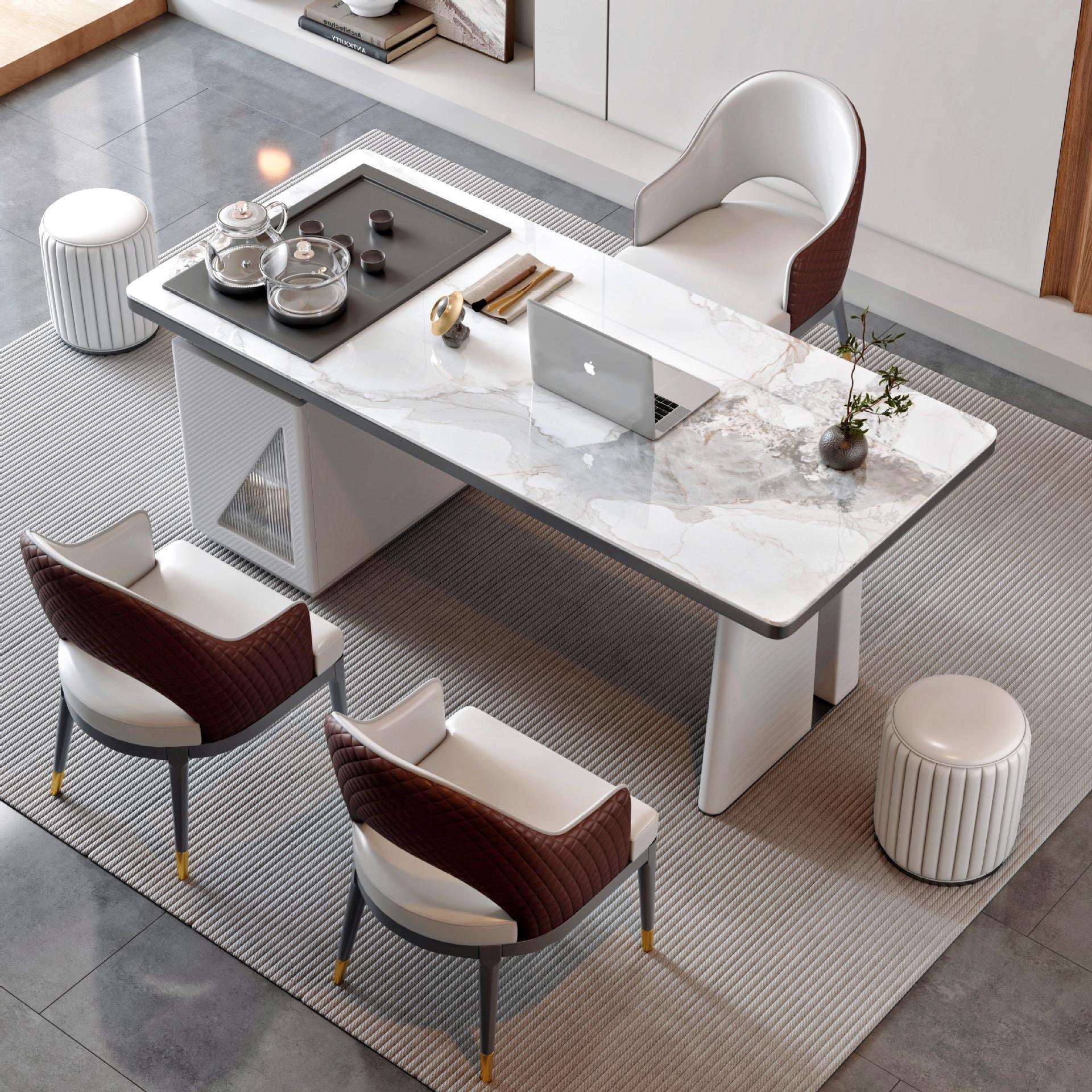 茶桌现代简约轻奢岩板茶台办公室阳台泡茶桌家用多功能茶桌椅组合