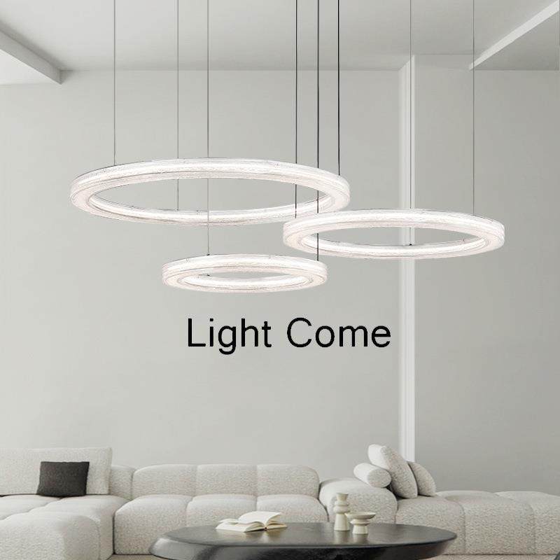 意式极简高端客厅吊灯全铜树脂圆形圈圈全光谱led护眼餐厅卧室灯