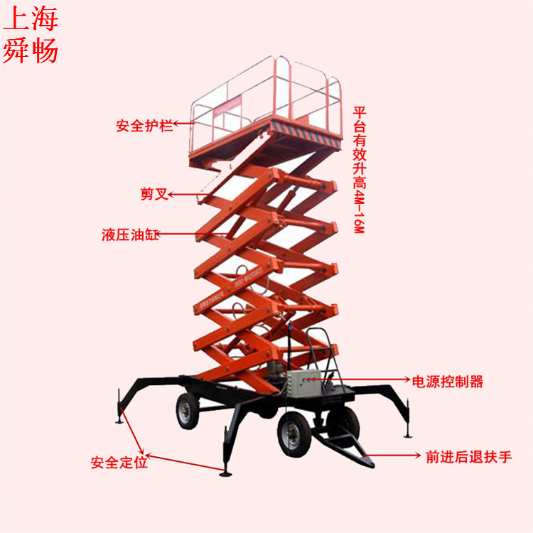 舜畅1T8M台面移动式升降平台 半电动举升机 直流液压高空作业车