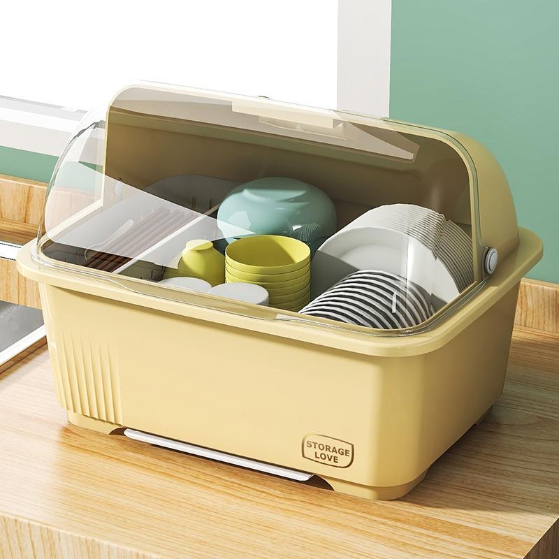 碗盘碗筷收纳碗架盒家用厨房沥水置物架大容量带盖放碗篮装碗碟箱