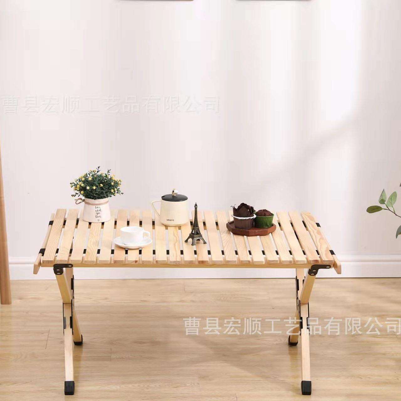 户外折叠桌摆摊烧烤折叠松木桌子简易实木野外露营便携蛋卷桌榉木
