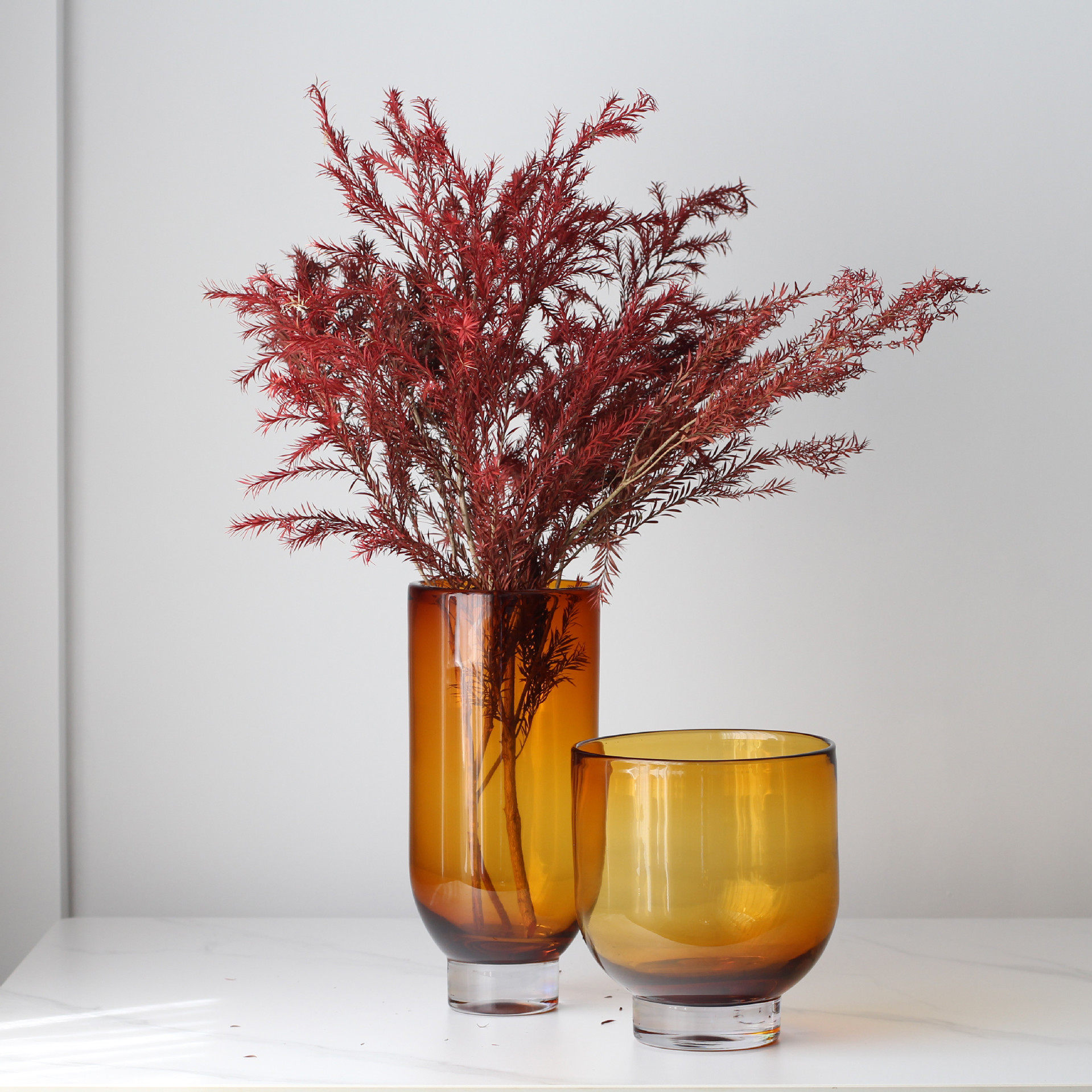 拐角欧式现代简约厚重焦糖色玻璃花器花瓶摆件样板房售楼处装饰品,电子元器件市场,电线扎带/束线带,淘宝优惠券,粉丝福利购,淘宝优惠卷