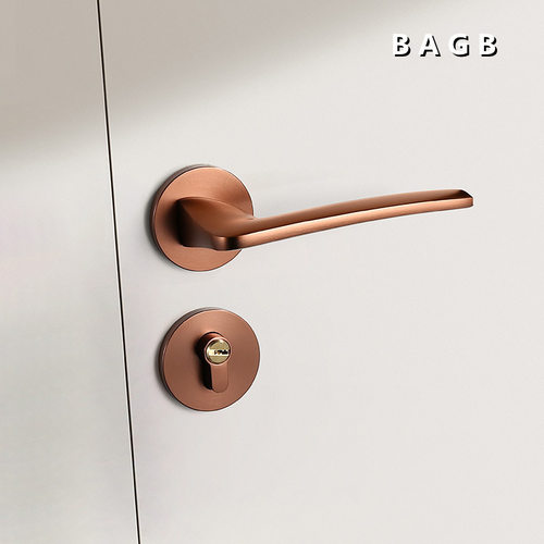 BAGB磁吸静音门锁卧室现代简约轻奢金色拉丝玫瑰金门锁极简木门锁