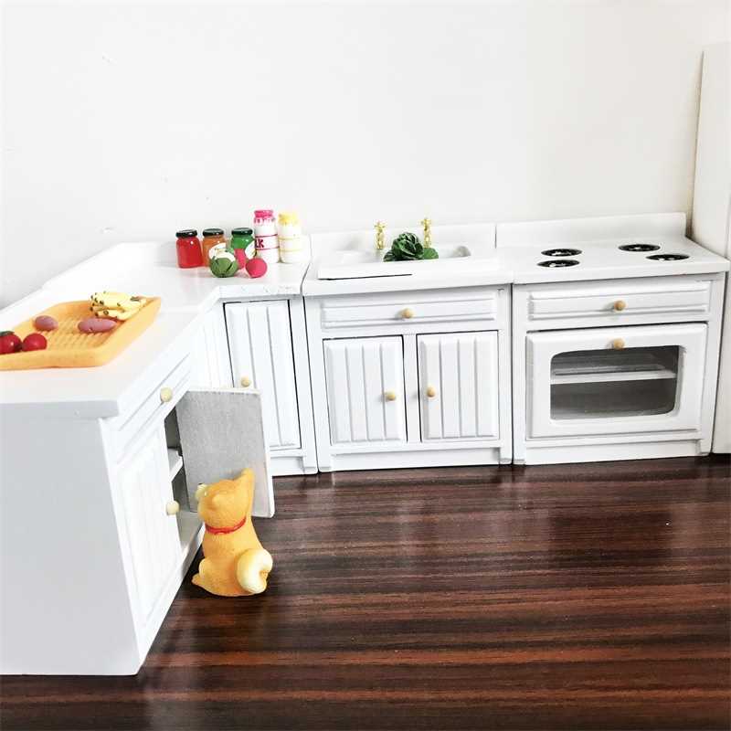1：12迷你厨房娃娃屋摆件转角厨柜DOLLHOUSE仿真厨具模型