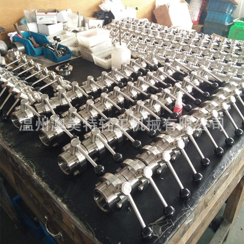 厂家直销不锈钢304卫生级手动SMS螺纹蝶阀 鸭嘴式多档位碟阀