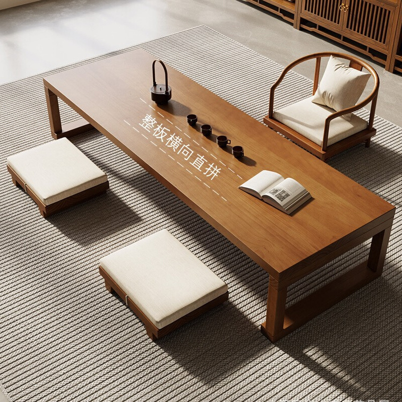 茶室实木榻榻米茶桌新中式原木茶几简约民宿矮桌子飘窗泡茶桌子