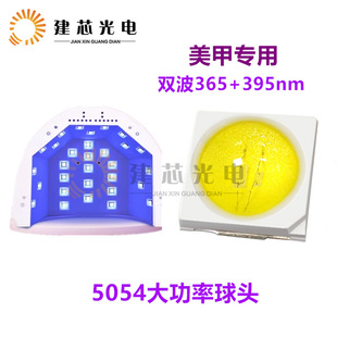 5054球头紫光uv灯珠 365+395nm双波段uva美甲固化光疗机led灯珠