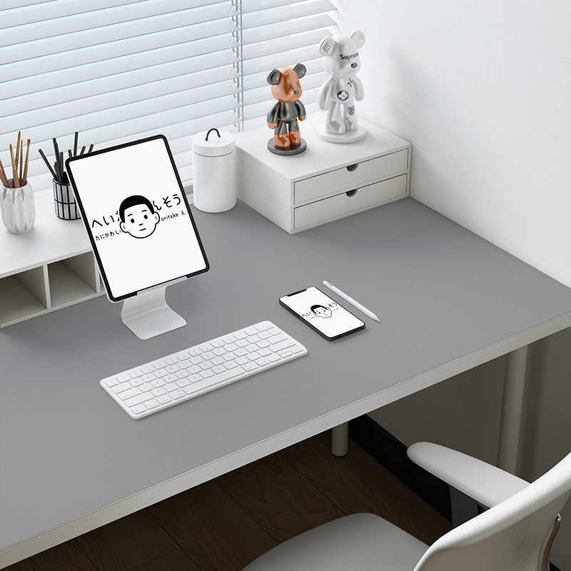 灰色桌垫书桌大学生宿舍轻奢高级感桌布办公桌面垫电竞防水油电脑