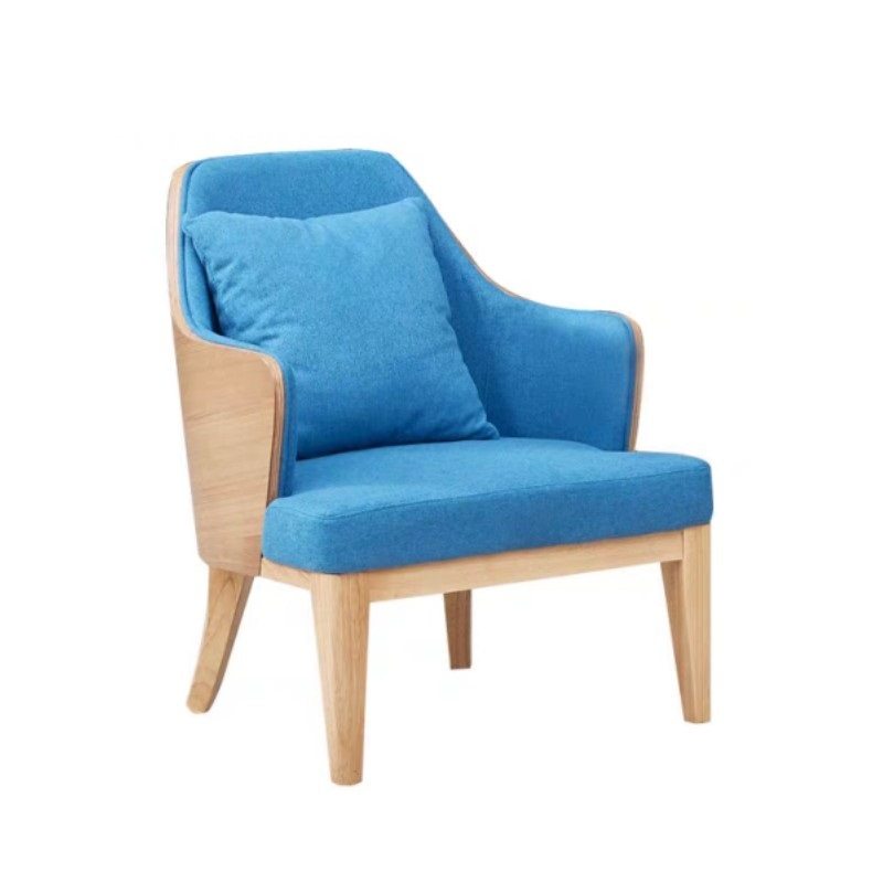 北欧单人位沙发椅实木休闲等侯椅老虎椅时尚精致固定四脚阳台椅